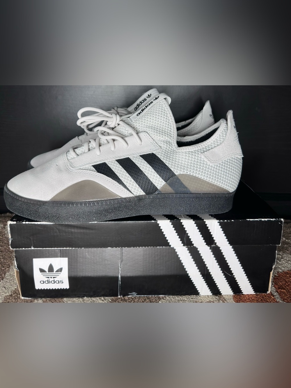 Adidas 3ST.001 Grey Black White CQ1084 Skate Shoes Men's Size 11.5 Brand New!!